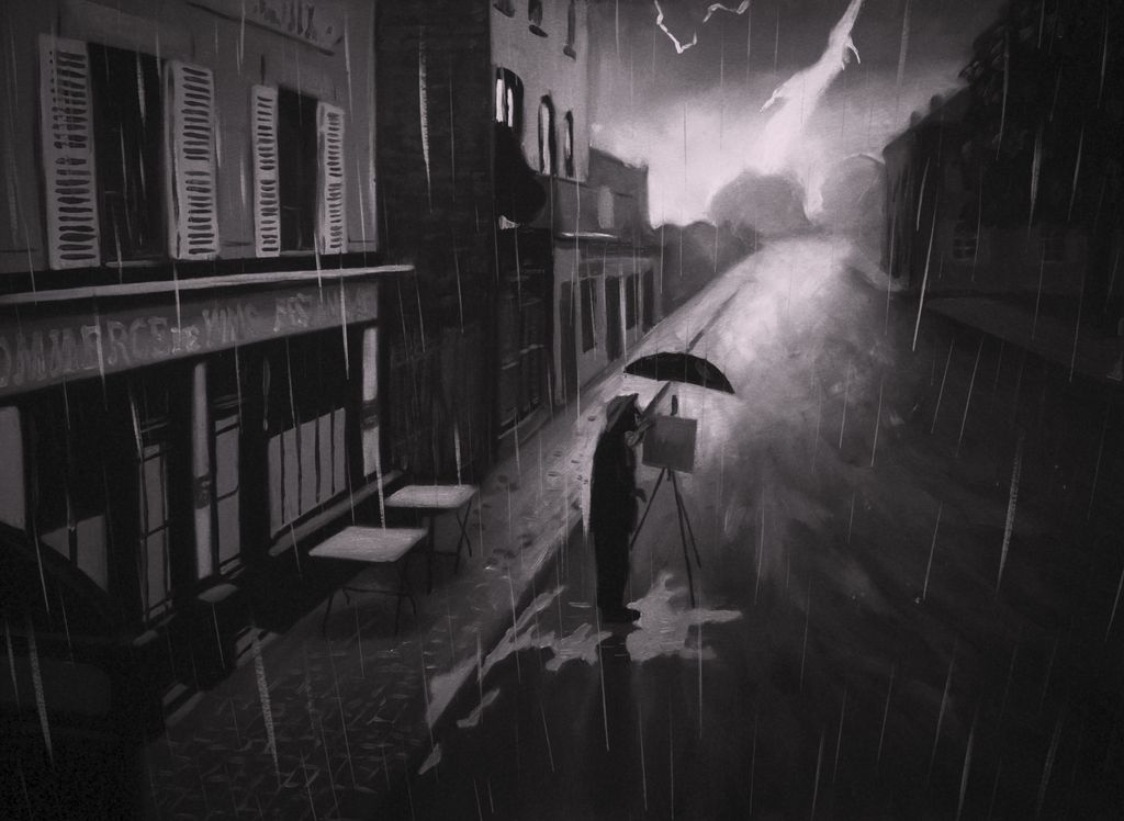 Vincent (Robert Gulaczyk) painting in the rain currentMood interviews Hugh Welchman and dorota, the makers of Loving Vincent